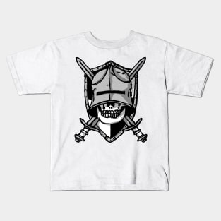 Dark and Gritty Knight Skull - Sword and Shield Coat of Arms Kids T-Shirt